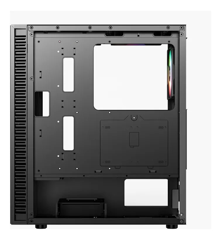 Chasis Atx Xyz Airone 100 Glass 6.fan Argb Negra Vidrio Temp Negro