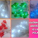 Guirnalda 10 Led 1.20mt Luz Calida Blanca Pilas Aa Cadena Blanco