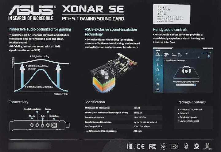 Tarjeta Sonido Asus Xonar Se Pci Expres 5.1 Gaming