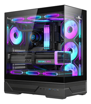Gabinete Gamer Iceberg Crystal Gx Black 7 Fans Argb Usb C Negro