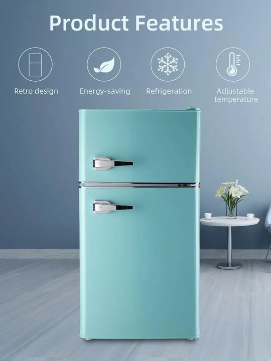 Refrigerador Compacto 3.5 Pies Cúbicos Mini Retro Doble Puer