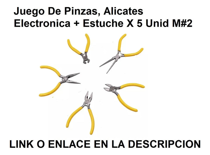Juego De Pinzas, Alicates Electronica + Estuche X 5 Unidades