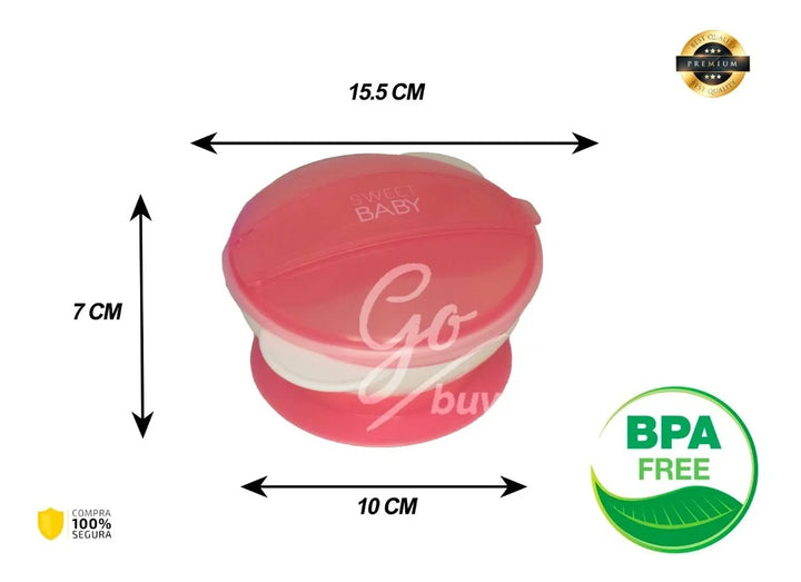 Plato Antiderrame Chupa Para Bebes + Cuchara Silicona Y Tapa Color