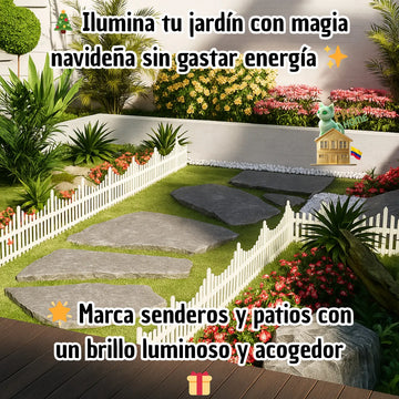 Kit Set Cerca Valla Plástica Luz Solar Automática Led Decoración Navideña Delimitar Sendero Cerramiento División Borde Jardín Finca Patio Nocturno Mágico Confiable Duradero Exterior 1.75 Metros