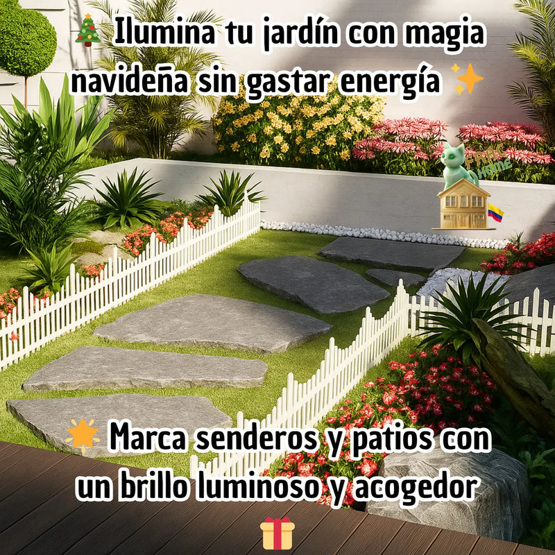 Kit Set Cerca Valla Plástica Luz Solar Automática Led Decoración Navideña Delimitar Sendero Cerramiento División Borde Jardín Finca Patio Nocturno Mágico Confiable Duradero Exterior 1.75 Metros