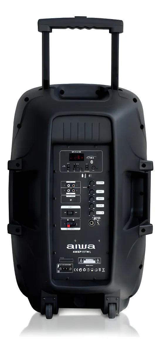 Cabina Aiwa AWSP15TWL Bluetooth Radio Fm Microfono Tripode Color Negro
