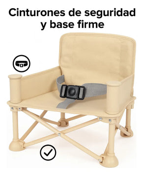 Silla Plegable Para Bebe Portatil Con Bandeja - Comedor Silla Bebe Beige