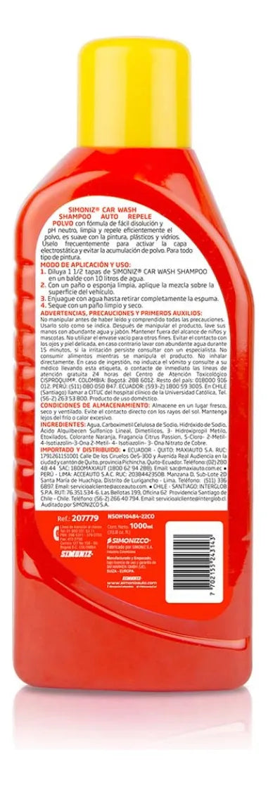 Shampoo Ph Neutro Concentrado Auto Repelente Simoniz