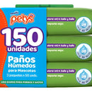 Petys Paños Húmedos 150 Unidades Agua Unica