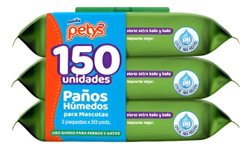 Petys Paños Húmedos 150 Unidades Agua Unica