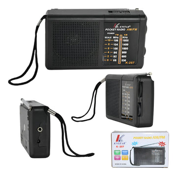 Radio Portatil Mini Am Fm Parlante Auriculares A Pilas Color Negro