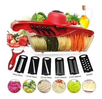 Mandoline Slicer 6en1 Cortadora De Verduras Rallador Cocina Rojo
