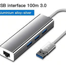 Adaptador De Red Usb 3.0 A Rj45 Ethernet + Hub 3.0 Multipuer