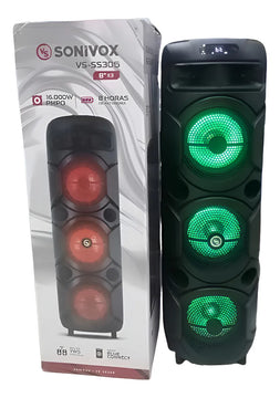 Parlante Torre De Sonido Sonivox Vs-ss305, 3 Bajos De 8 Pulg Negro