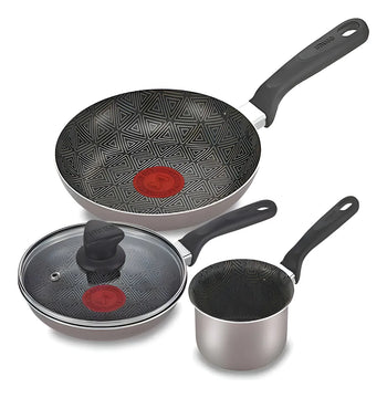 Set Imusa Perol 10 Cm + Cacerola 16 Cm Tapara Vidrio + Sarte Color Gris