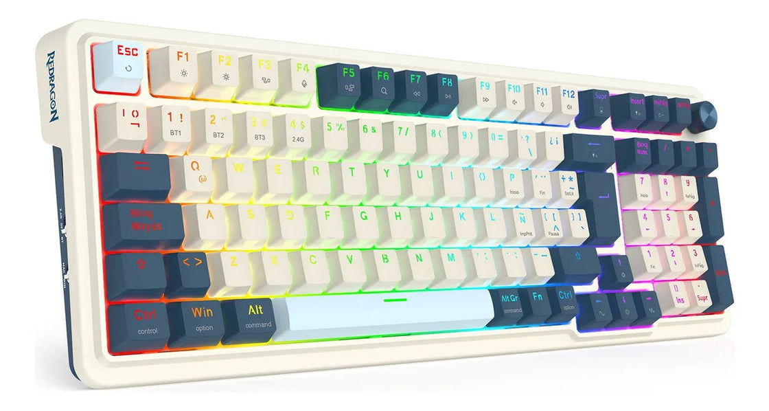 Teclado Wireless Redragon Eisa Pro K686wb Blanco Azul Rgb Ñ Blanco/azul Español Latinoamérica