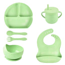 Juego De Vajilla Para Bebes Con Antideslizantes En Silicona Color Verde