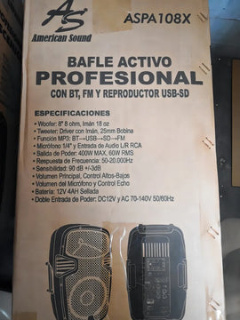 Parlante Américan Sound ASPA108X portátil con bluetooth negra