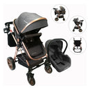 Coche de paseo Happy Baby Alizze travel system gris con chasis color dorado