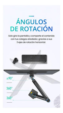 Soporte Ergonomico Monitor Grandes Pantallas Conector Usb Carbón Mate
