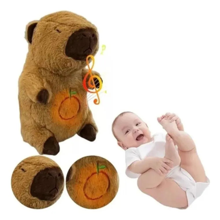 Peluche Capibara Que Respira Con Sonido De 25 Cm Café