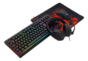 Kit Teclado/ Mouse/ Diadema/ Mousepad Redragon S147 Negro