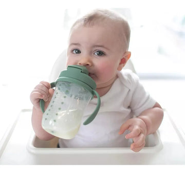 Vaso Entrenador Con Pitillo / 9 Onz Dr. Brown's / 6+ Verde Musgo Lisa