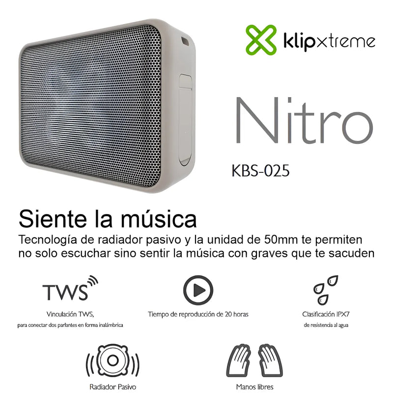 Parlante Klip Xtreme Nitro Kbs-025 Tws Bluetooth Beige