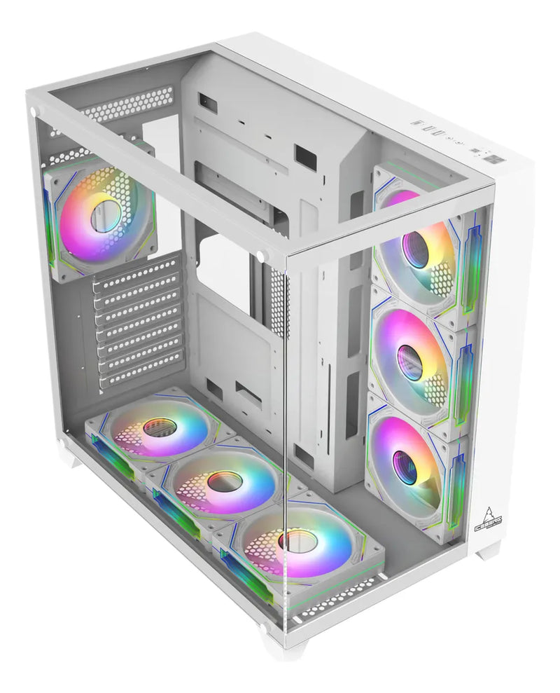 Chasis Gamer Crystal Cube Xl Blanco X7 Fan Argb Blanco