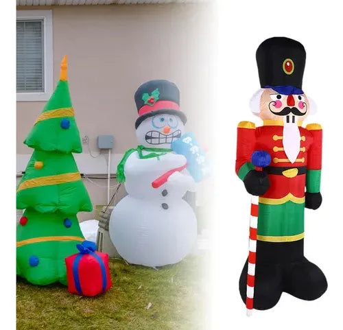 Cascanueces Inflable Navideño Con Luz Led Incorporada, Blanco