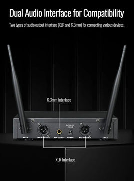 Microfonos Inalambricos Doble Takstar Ts3310 100mt 100ch Uhf Negro