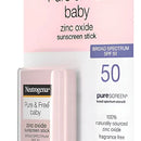 Neutrogena Pure & Free Baby Protector Solar en Barra para Bebés SPF 50+ Mineral Hipoalergénico y Resistente al Agua Sin Fragancia ni Parabenos 13g