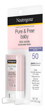 Neutrogena Pure & Free Baby Protector Solar en Barra para Bebés SPF 50+ Mineral Hipoalergénico y Resistente al Agua Sin Fragancia ni Parabenos 13g