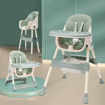 Silla Comer Comedor 3 En 1 Reclinable Plegable Para Bebé Color Verde Claro