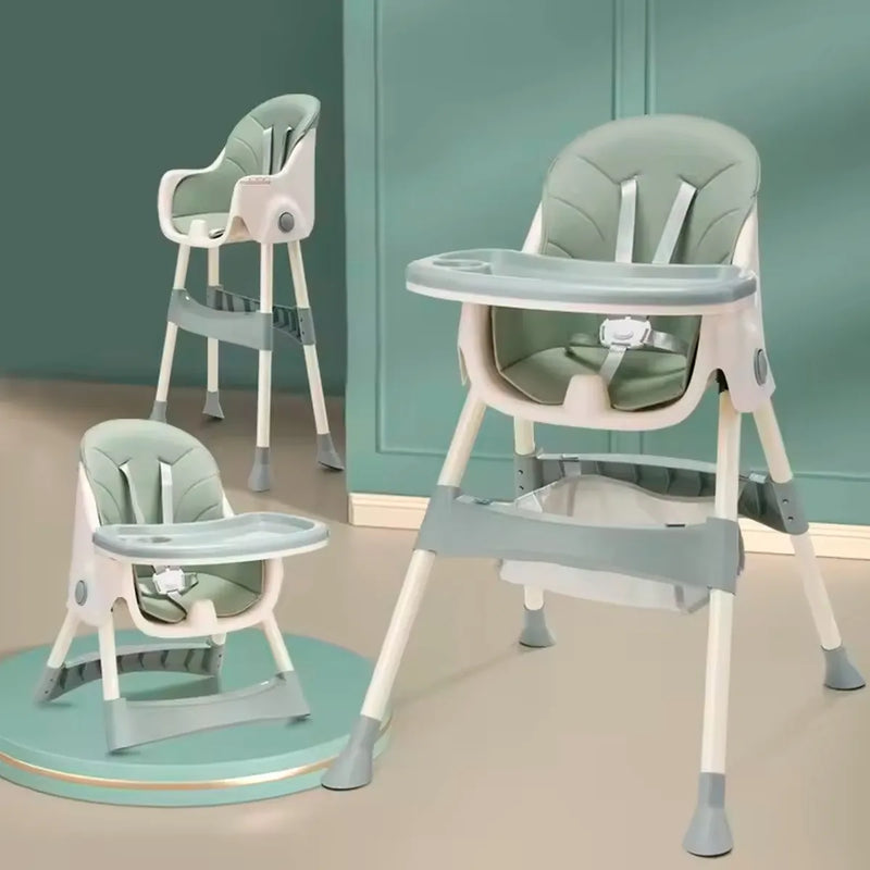 Silla Comer Comedor 3 En 1 Reclinable Plegable Para Bebé Color Verde Claro