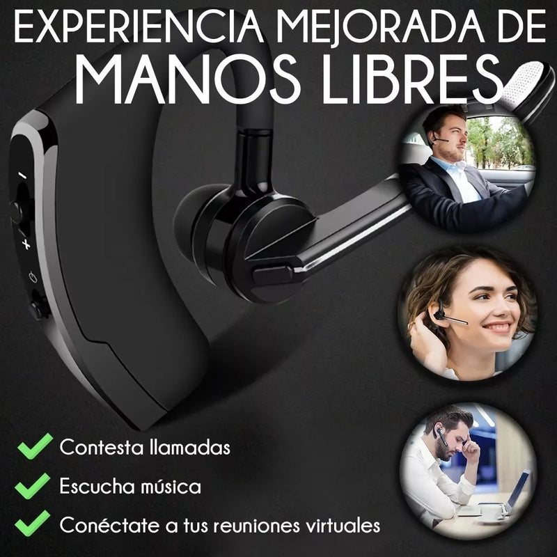 Audífono V8 Inalámbrico Negocios Conductor Larga Duración Negro