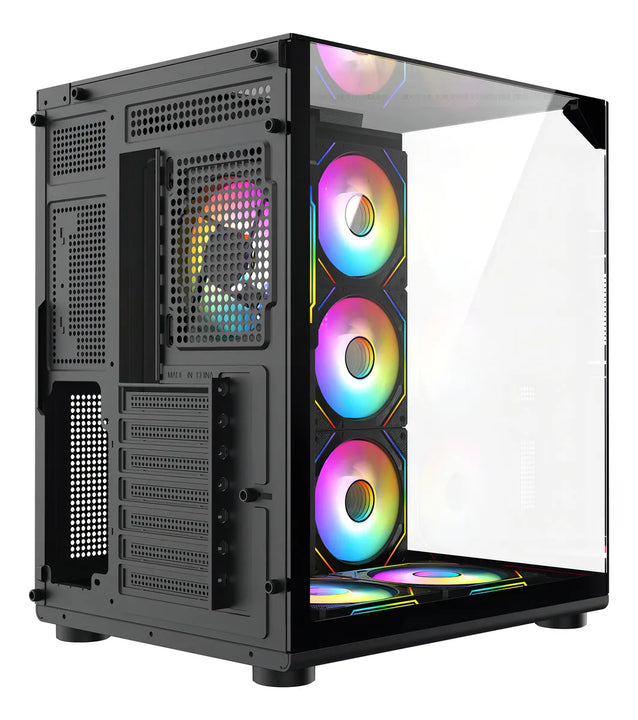Chasis Gamer Iceberg Crystal Cube S Black 6 Fans Argb