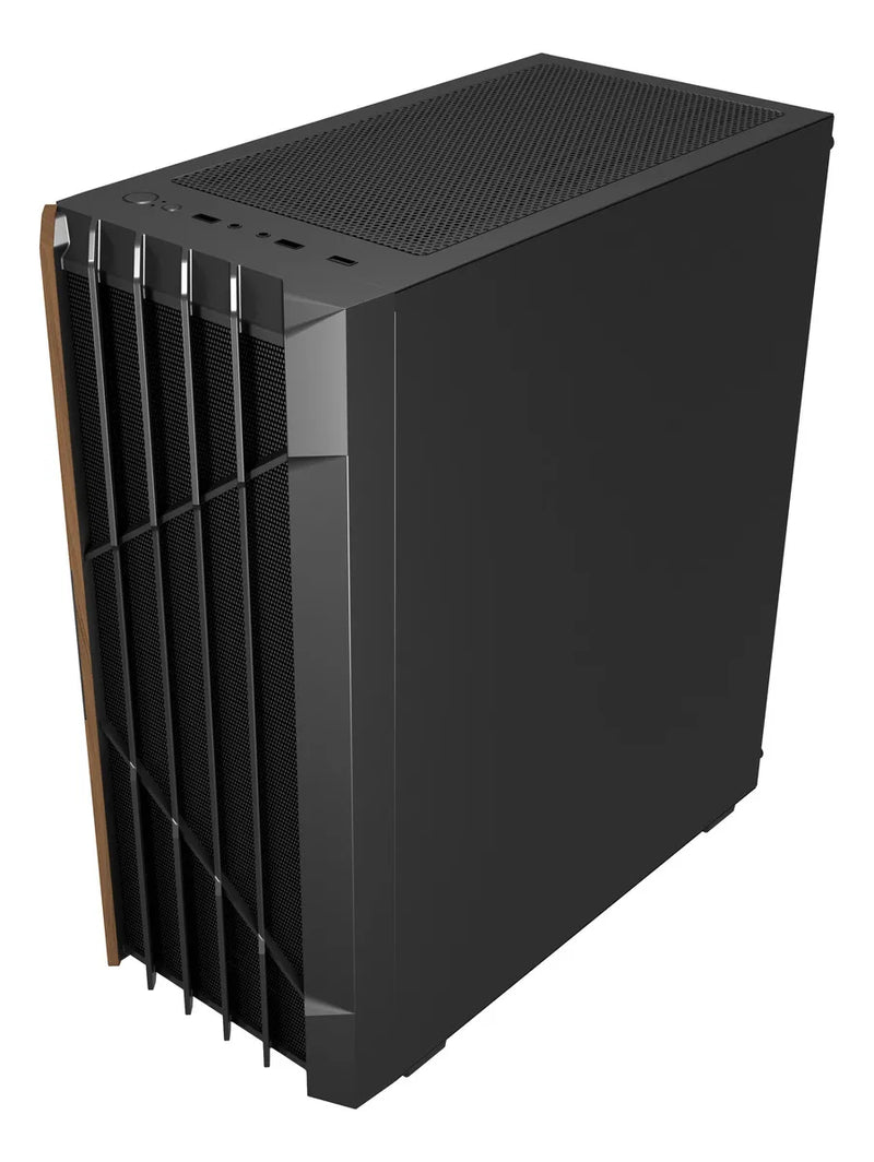 Chasis Iceberg Wood Core Gamer Con 6 Ventiladores Argb Negro