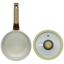 Sartén Antiadherente En Mármol Tapa De Vidrio 20cm Renahouse Color Beige