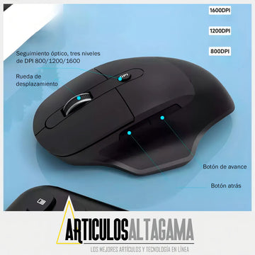 Combo Teclado Y Mouse Ergonomicos Inalambrico Weibo Wb-218 Mouse Negro Teclado Negro