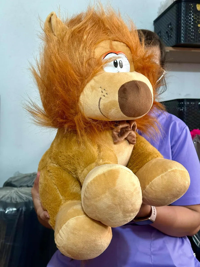 Leon De Peluche 50cm Perfumado + Moño + Globos Naranja