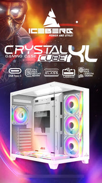 Chasis Gamer Crystal Cube Xl Blanco X7 Fan Argb Blanco