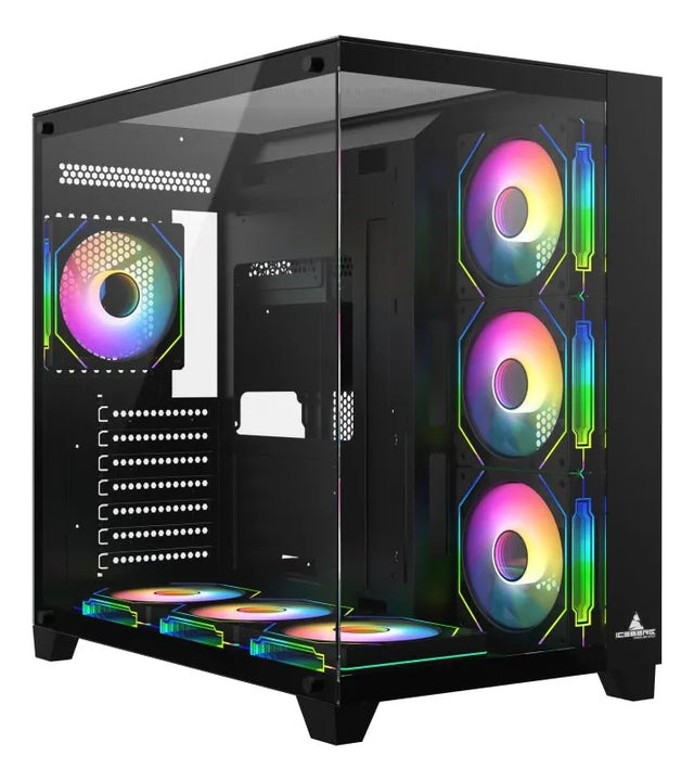 Gabinete Gamer Iceberg Crystal Cube Xl Negro X7 Fan Argb