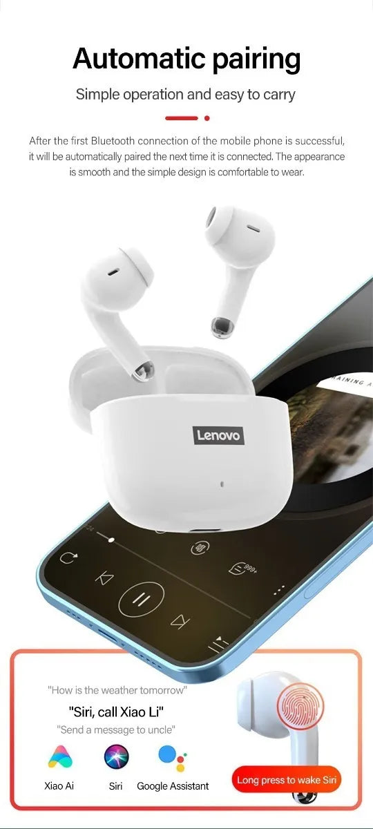 Audifonos Inalámbricos Bluetooth Lenovo Livepods Lp40 Pro Color Negro