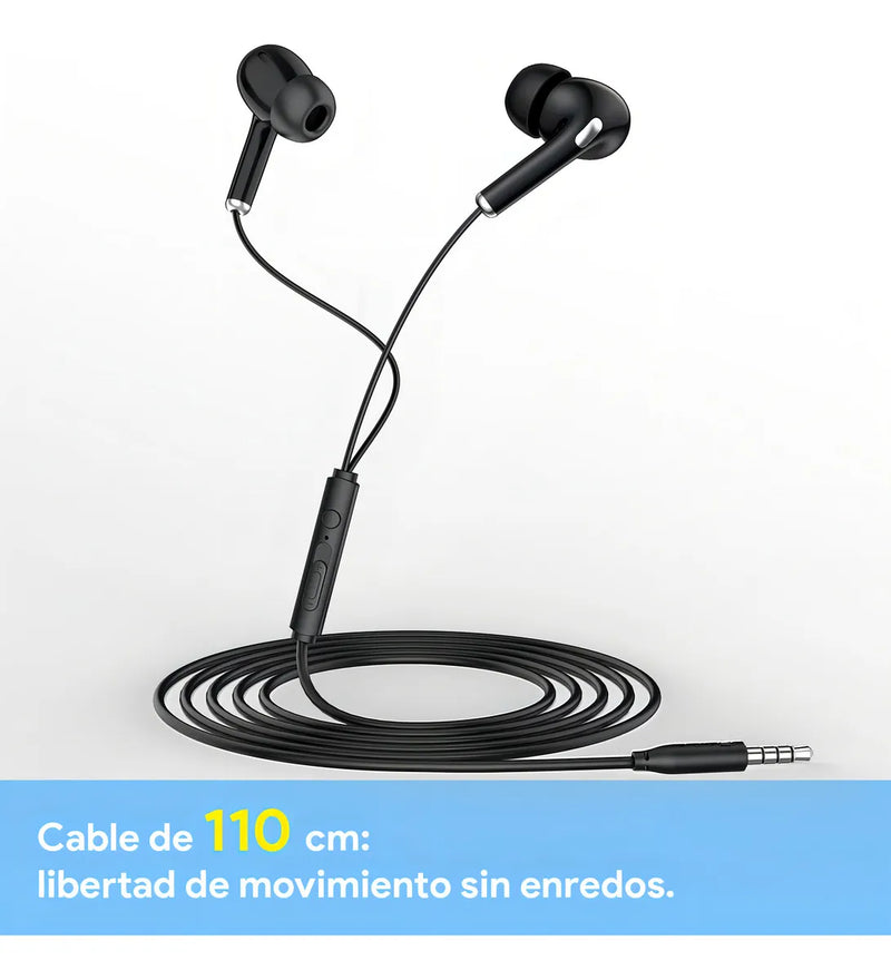 Audífonos Alámbricos Manos Libres Con Micrófono Para 3.5mm J Negro