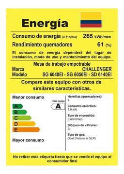 Estufa A Gas Natural 4 Puestos Challenger- Ref. Sg6050