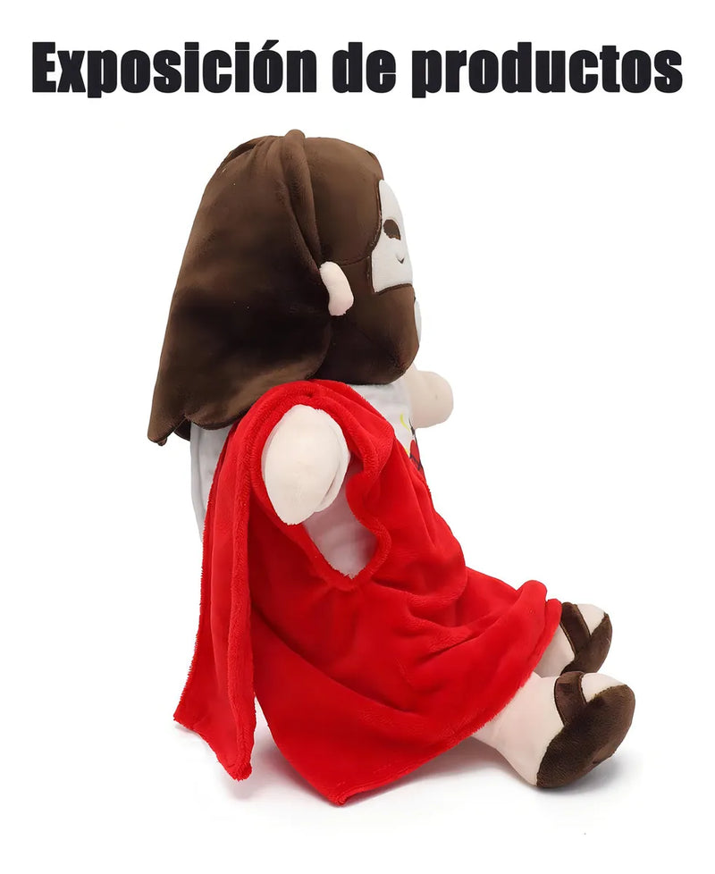 2025 Nuevo Peluche De Jesus Que Respira, Jesús Peluche Para La Ansiedad, Jesús De Peluch Que Respira Con Música Y Luces, Suave Dios D Muñeco Para Dormir, Niños Y Niñas (rojo)