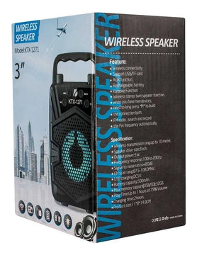 Parlante Recargable Bluetooth Ktx 1271 Usb Fm Sd Speaker Negro