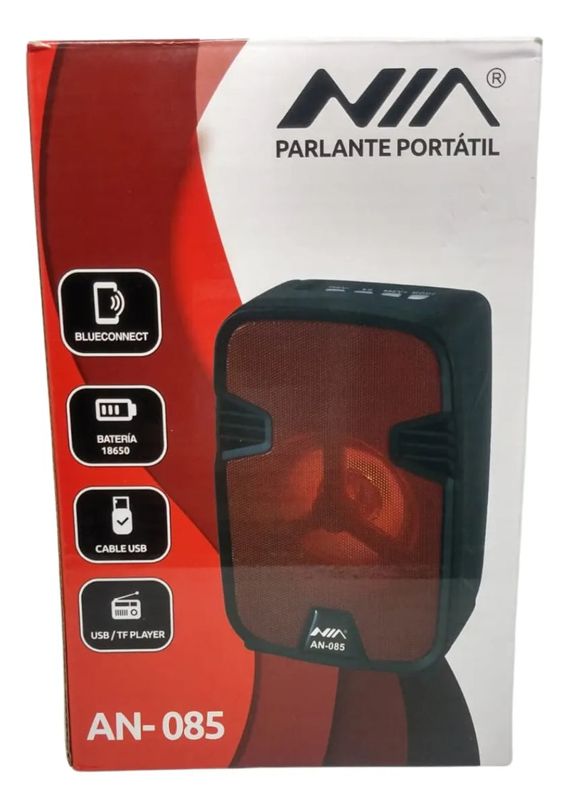 Parlante Portatil Bluetooth Recargable Nia An-085 Negro