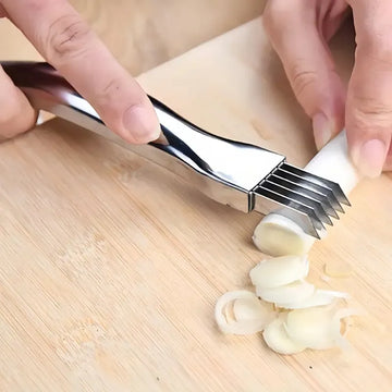 Cortador Acero Inoxidable Para Cebolla Y Verduras Manual Plateado Brillante